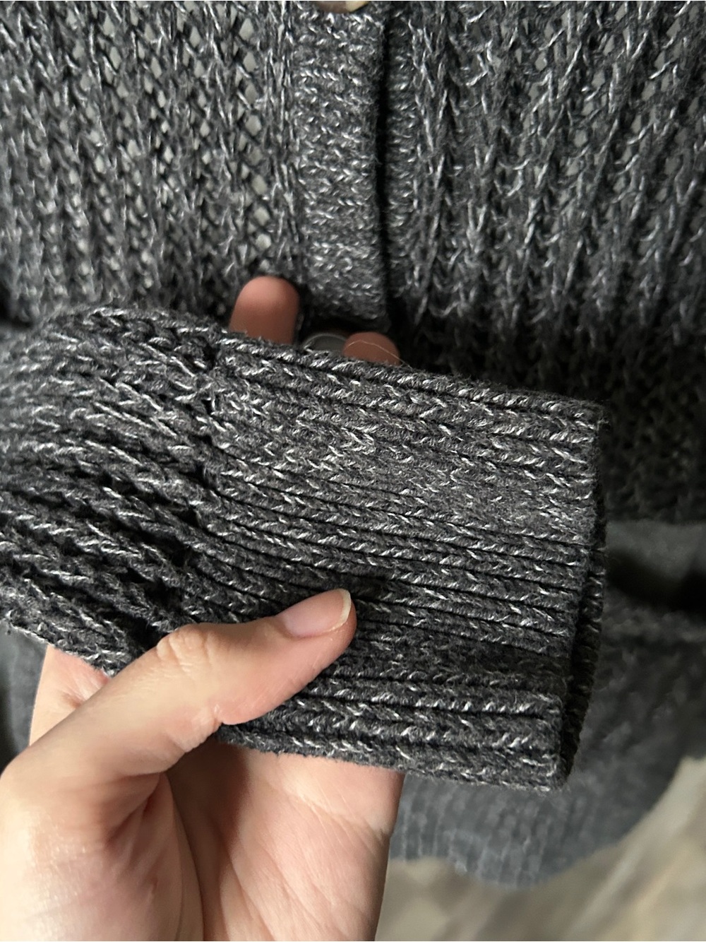 Y2K Grunge “American Eagle” Basic Dark Gray  Knit Button-up Cardigan - Picture 5 of 7